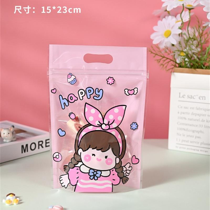 50Pcs Cartoon Animal Plastic Bags Snowflake Crisp Cookies Nougat Portable Ziplock Self Sealing Party Gift Packaging