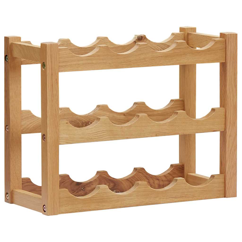 12 Bottle Wine Rack 47 x 21 x 36 cm Solid Oak