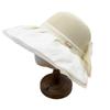 Summer French Elegant Straw Big Eaves Sun Hat Women's Bow Pearl Diamond Jewelry Sun Protection Seaside Holiday Sun Hat