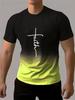 Trendy short-sleeve t-shirt with faith cross print, ideal for casual daily wear.