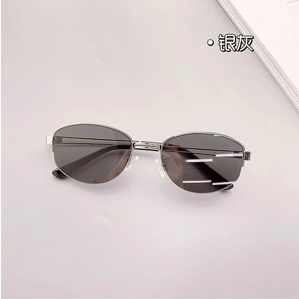 Designersolglasögon i koreansk stil för kvinnor, oval form, halvinfattade solglasögon för kvinnor, vintage hiphop solglasögon för män