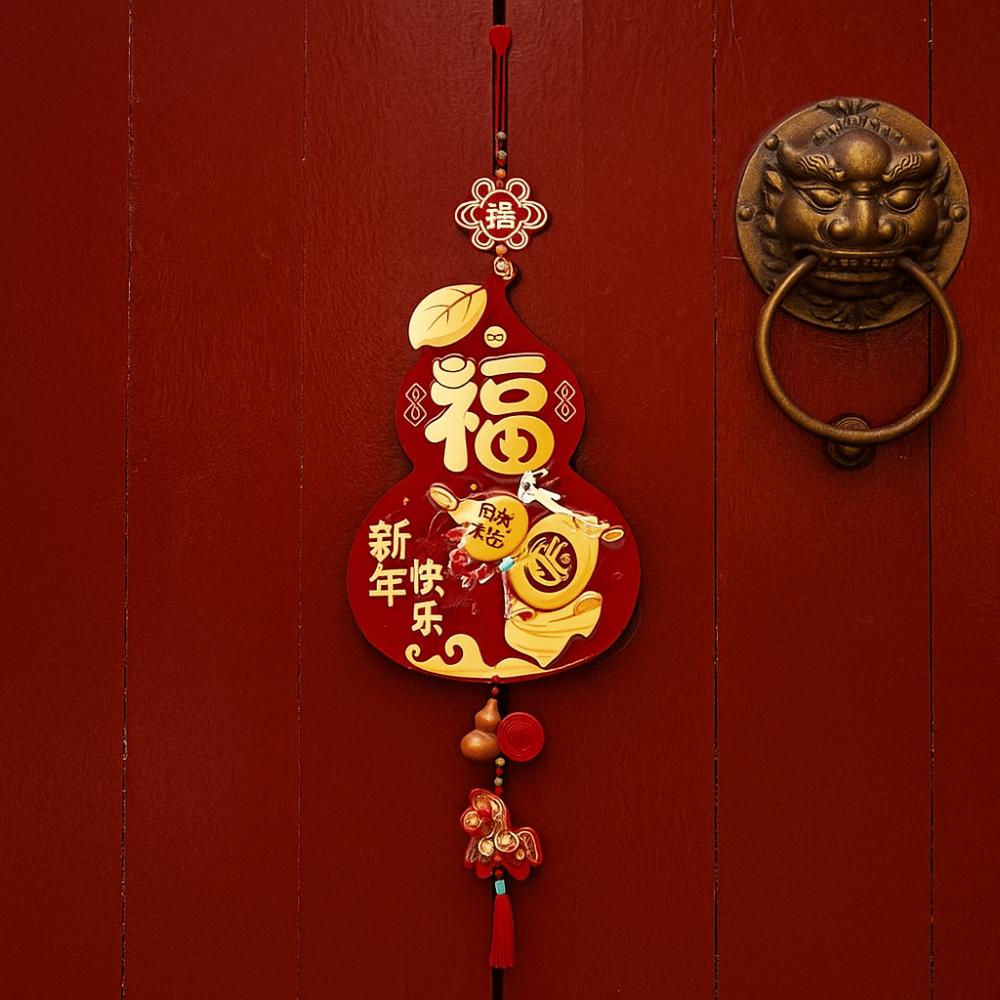 Chinese Style New Years Decoration Traditional Good Luck Spring Festival Door Decoration Velvet Red Horse Year Hanging Ornaments