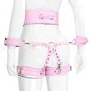 Bundle set includes waist belt, wrist and thigh covers, cross buckle, adult game restraint device, handcuffs, leg covers, and sex toys
