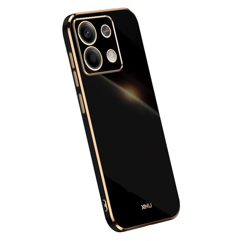 

XINLI For Xiaomi Redmi Note 13 4G TPU Case Anti-scratch Electroplating Phone Cover Black