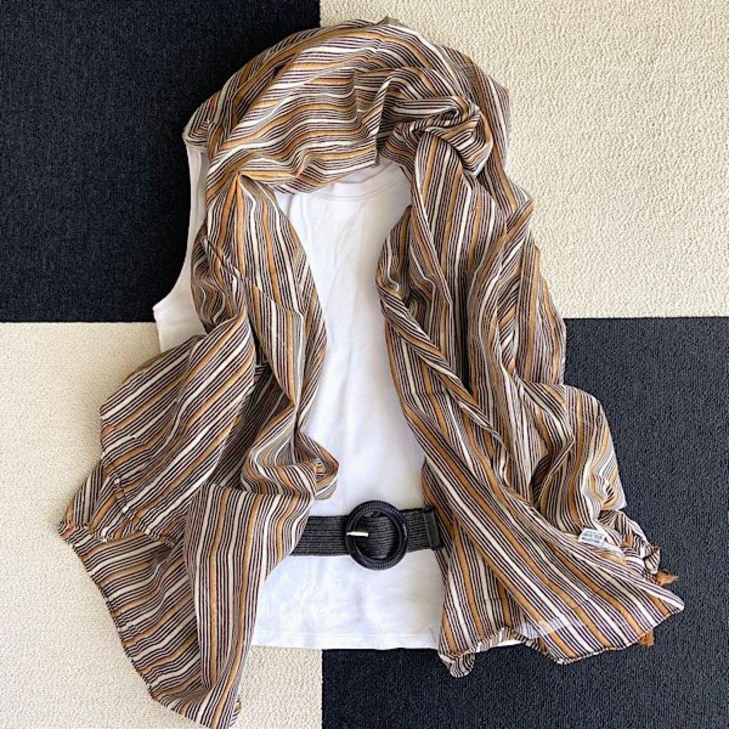 Used 100% Cotton Imported Large Stole Shawl UV/Brown