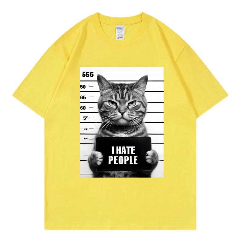 I Hate People Funny Cat Meme Tshirts Unisex Unisex Clothing High Street Fashion Trend Tshirt Summer Casual Loose Cotton T Shirts
