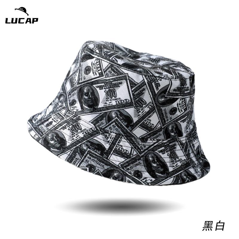 New men's and women's front and back double-sided basin hats, popular printed bucket hats, outdoor casual sun hats