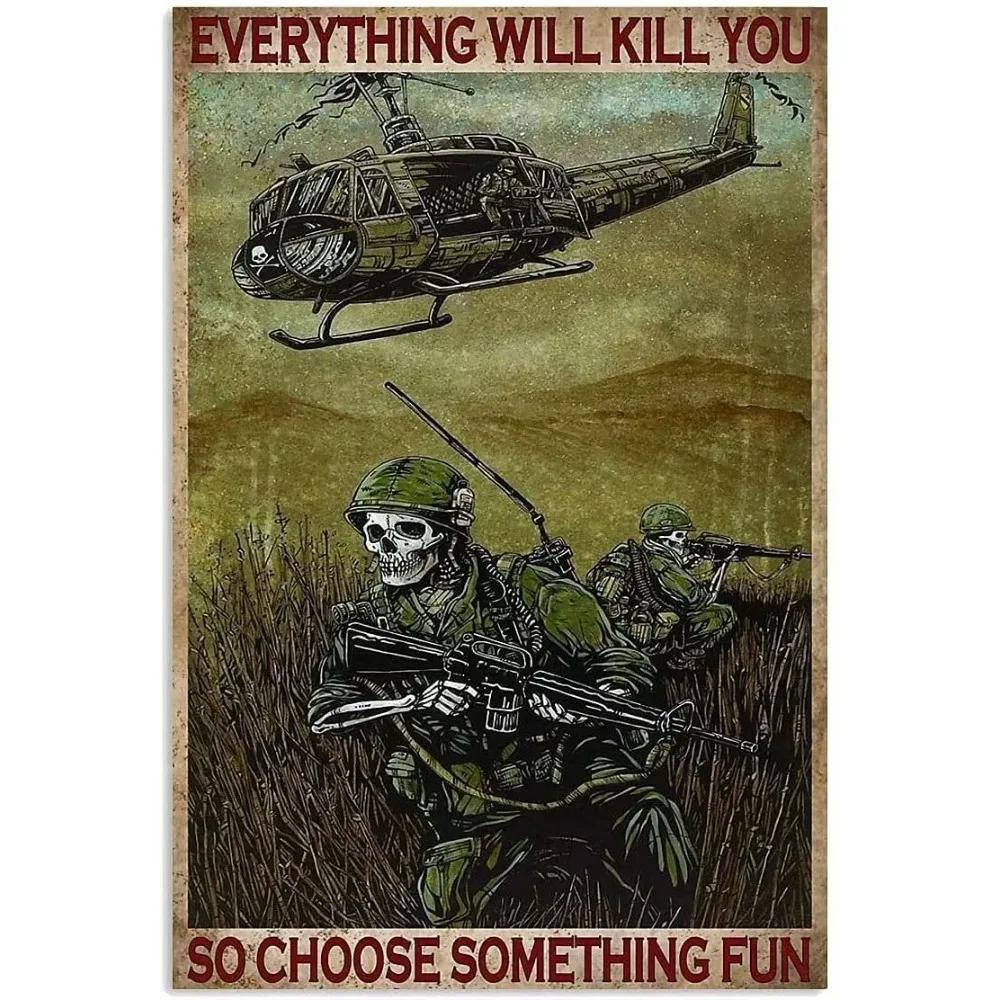 Металлическая жестяная табличка Всё тебя убьёт, так выбери что-нибудь весёлое Старомодная металлическая картина о парашютном спорте Развлекательный бар 20x30cm（7.8x11.8inch）