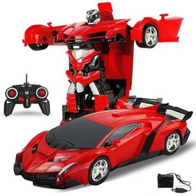 2 in 1 RC Auto Sportwagen Transformation Roboter Modelle Fernbedienung Verformung Auto RC Kampfspielzeug ( Rouge )