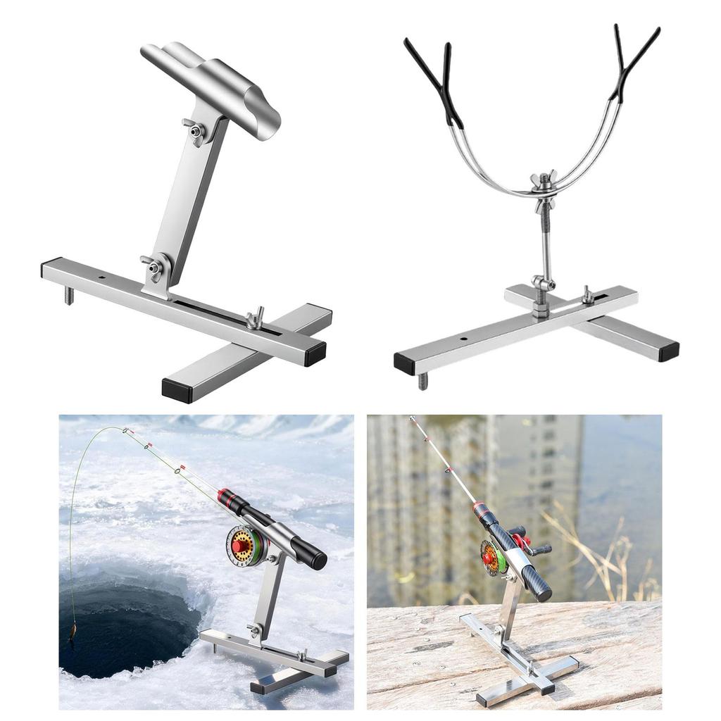 Adjustable Ice Fishing Rod Holder, Freestanding Winter Holder Made of Metal.