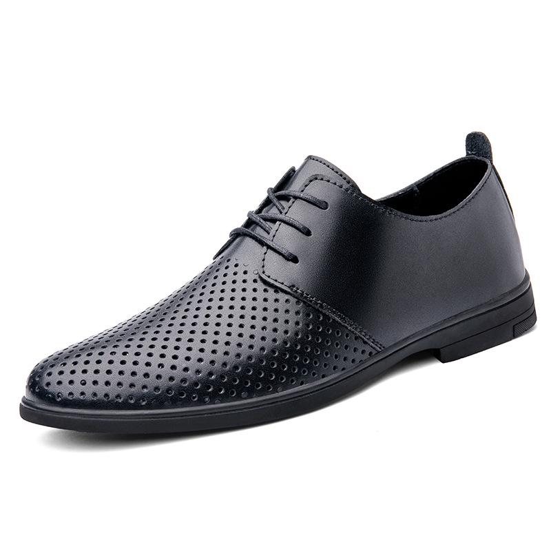 Men s Business Formal Low-Top Lace-Up Leather Shoes  Fashion Plaid Loafers - Versatile Casual Four-Season Leather Footwear 37