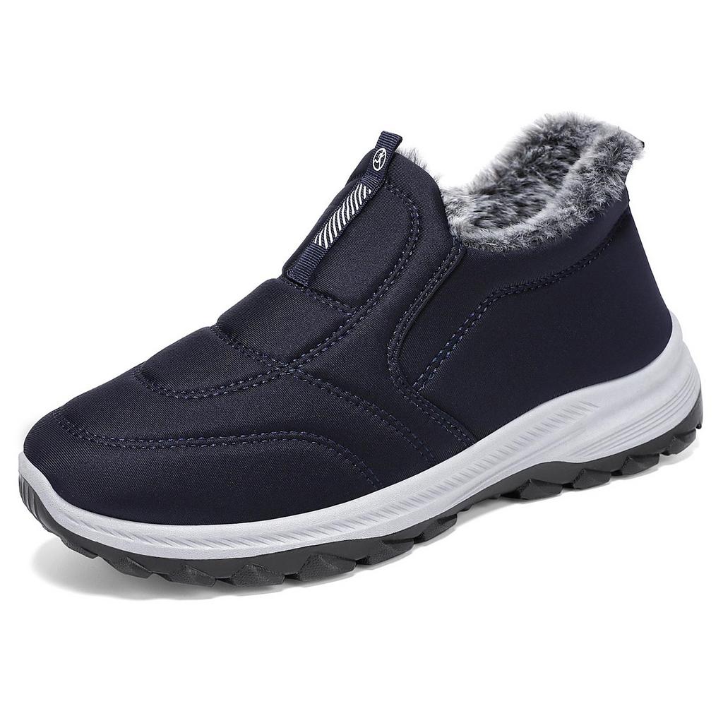 Bottines en coton doublées polaire pour femmes - À enfiler, Épaissies, Grande taille, Style couple, Chaussures d'hiver pour maman âgée