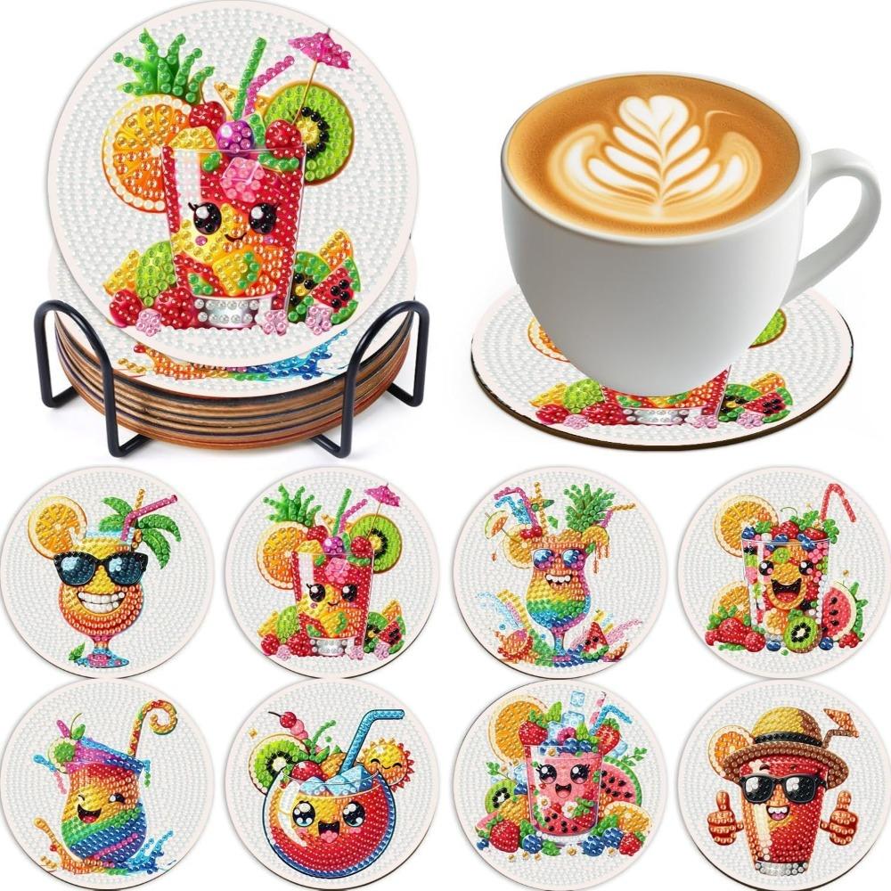 DIY Diamond Painting Point Diamond Coaster, Full Diamond Round Valentine's Day Thermal Insulation Mat, Diamond Painting Coaster