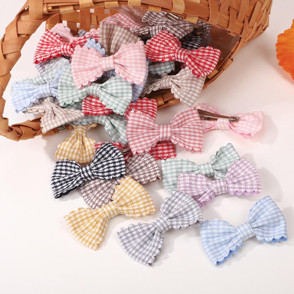 10PCS/Set New Girls Cute Plaid Print Hairpins for Kids Children Sweet Headband Hair Clips Barrettes Fashion Bow Hair Accessories