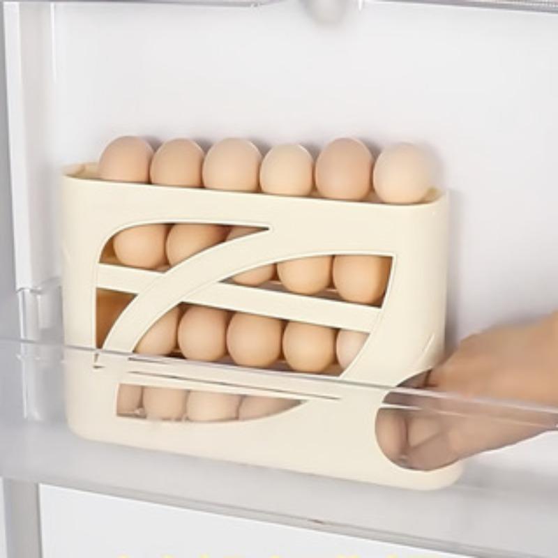 Rolling Egg Dispenser for Refrigerator - Auto-Rolling Egg Holder for Fridge Door Multi-Layer Sloped Egg Storage Container 2
