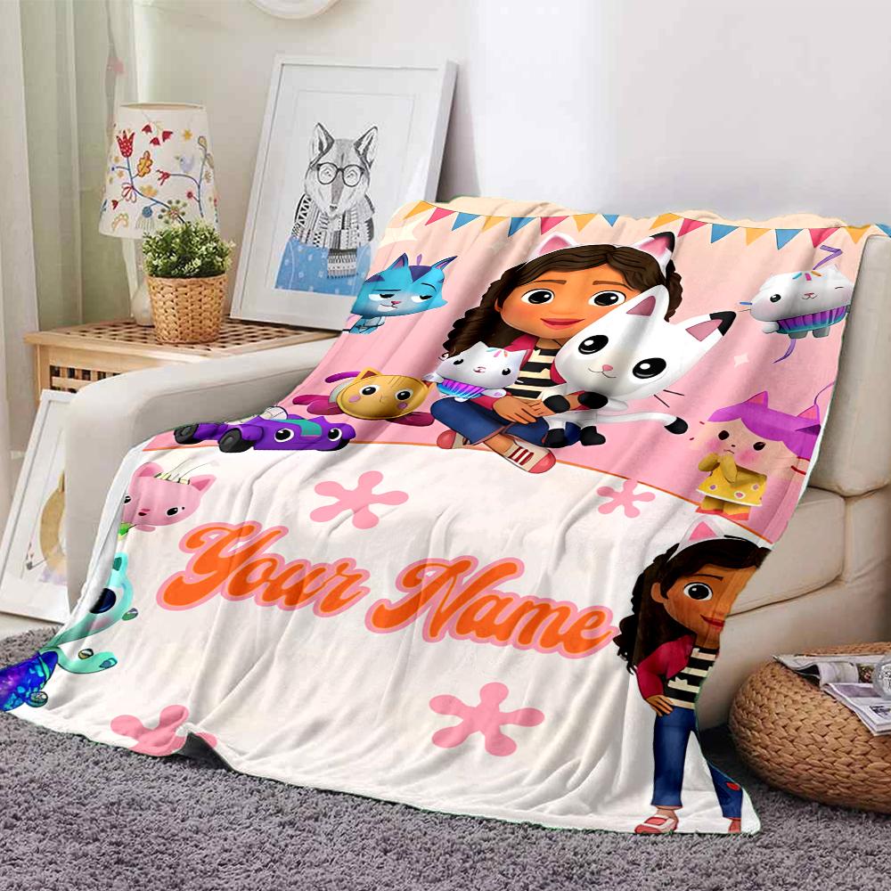 Coperta Personalizzata con Nome Personalità Gabby's Dollhouse Morbida e Calda per Divano, Ufficio, Letto, Viaggio, Pausa Pranzo, Regalo Adatto a Tutte le Stagioni