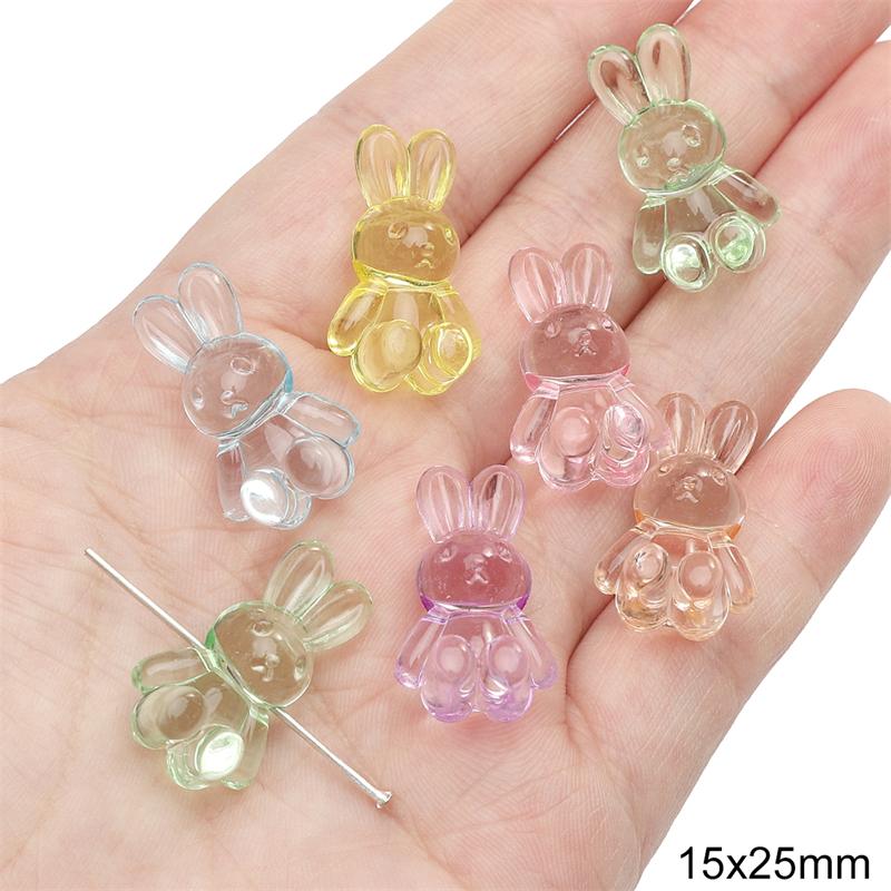 Acrylic Transparent Animal Rabbit Bear Heart Beads for DIY Jewelry 20 Pcs