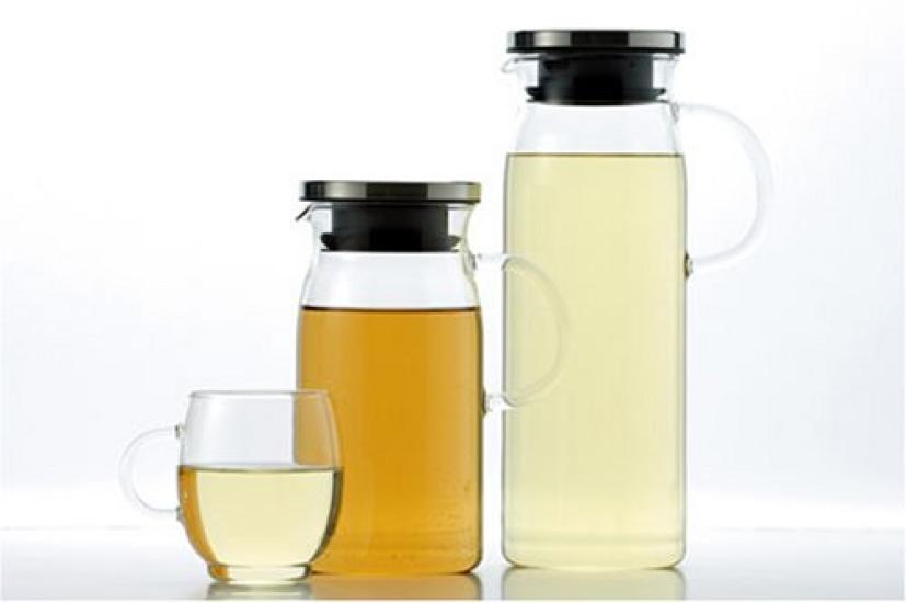Iwaki Heat-Resistant Glass PitcherWater Jug, 600ml, Stainless Steel Lid, Barley Tea, Tea Pot, KT293-SV, Clear