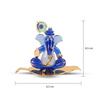 Ganesh Sitting with Leaf Statue (Murti) Idol Showpiece Handmade of Crystal Glass for Worship, Decoration, Car Dashboard, Gift