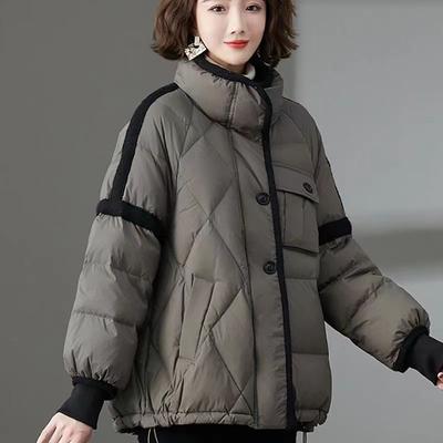 Damen Frühling und Herbst Winter Kurzgröße Übergröße Schlank und Dünn Warmer Mantel Einfarbig Eckkragen Vielseitiger Mantel