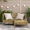 2 Seater Garden Sofa with Ottoman Pressure Treated Pine Wood
