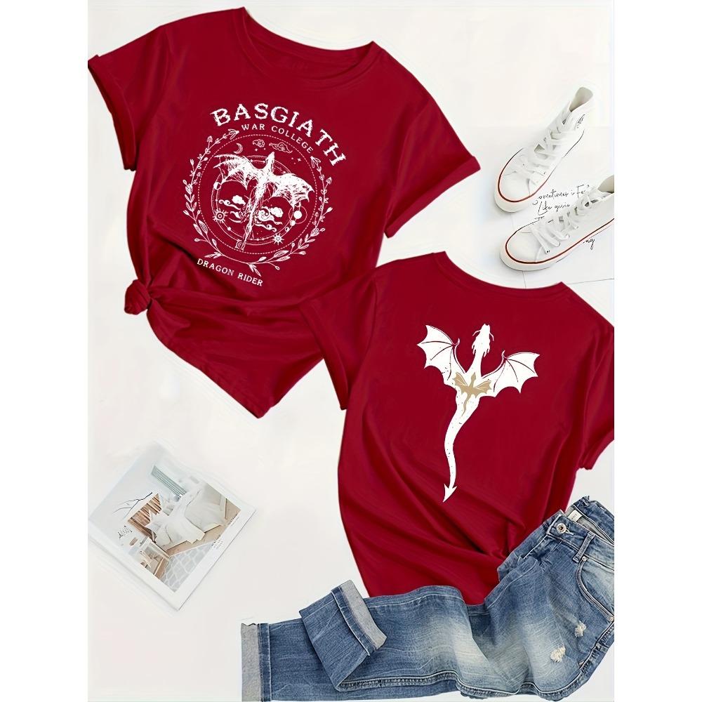 

Basgiath War College Dragon Rider Women s Tee Fourth Wing Graphic Casual Beige Top 2XL