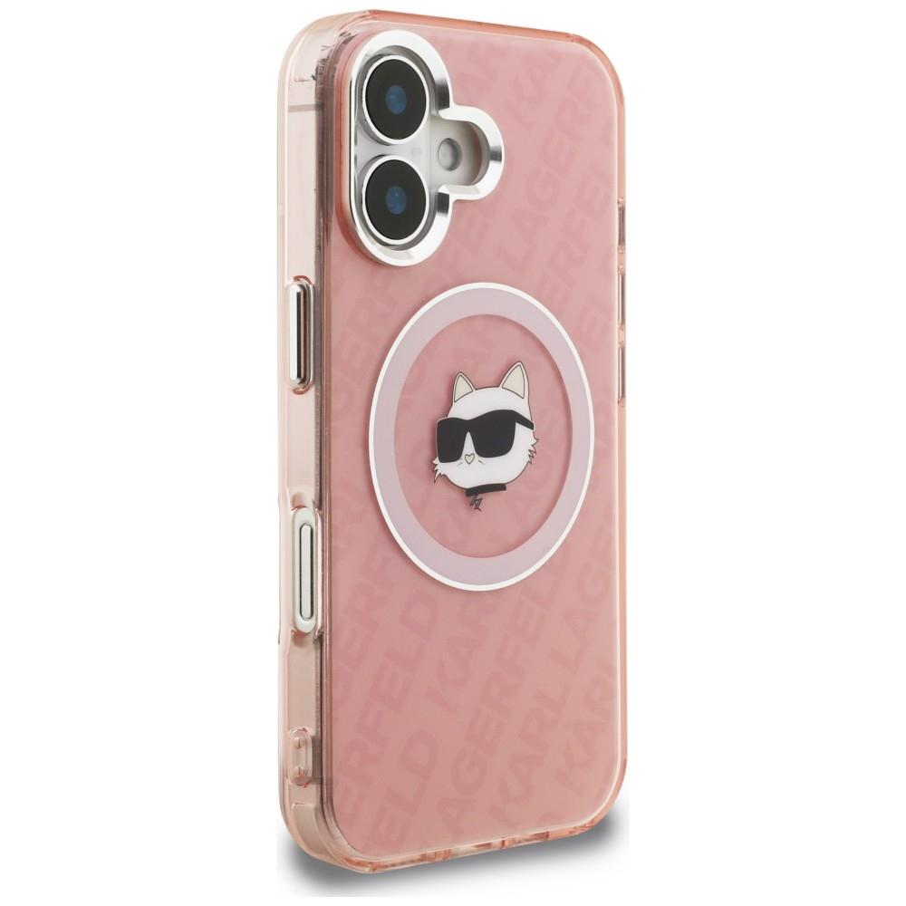 Karl Lagerfeld IML Choupette Head Logo MagSafe Case for iPhone 16 Pink