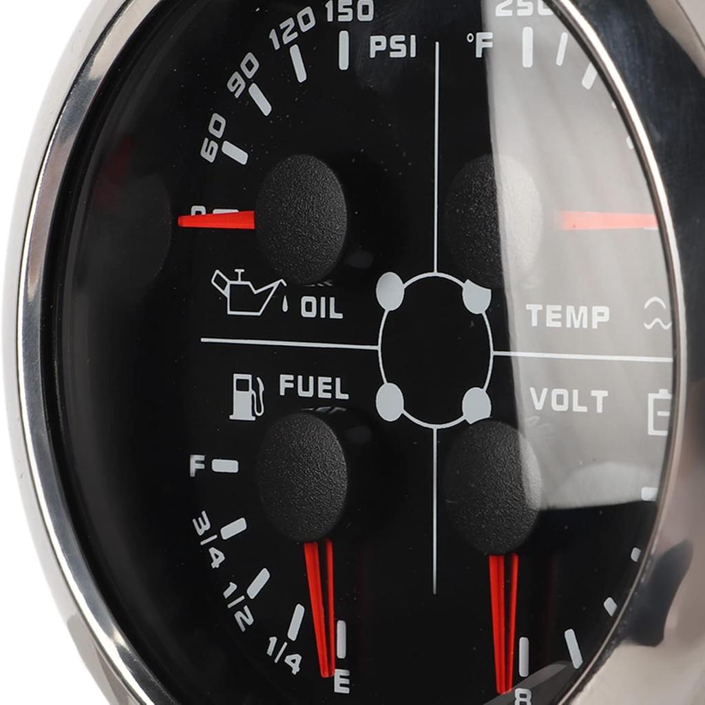 Fuel Gauge, Rpm Gauge, Stainless Steel 85mm 4 in1 Universal Guage Fuel Level Oil Pressure Water Temp Meter Tachometer Gauge Fuel Pressure Gauge for