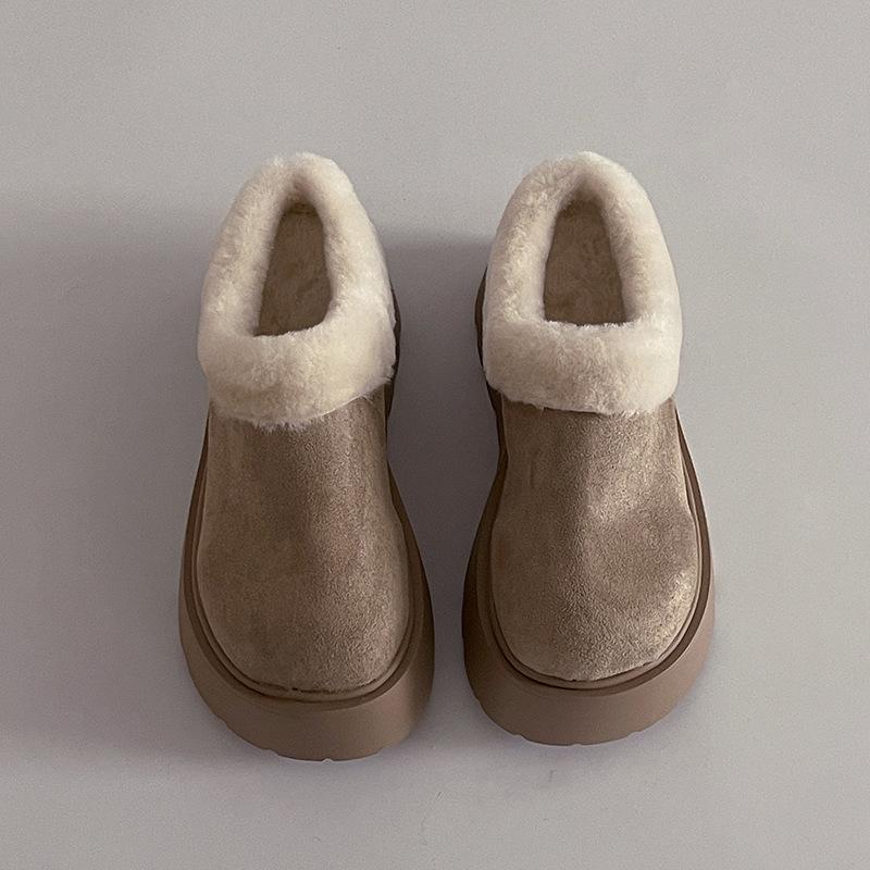 Korean version of casual fluff eversion platform slippers wear autumn and winter retro fashion versatile women's cotton slippers