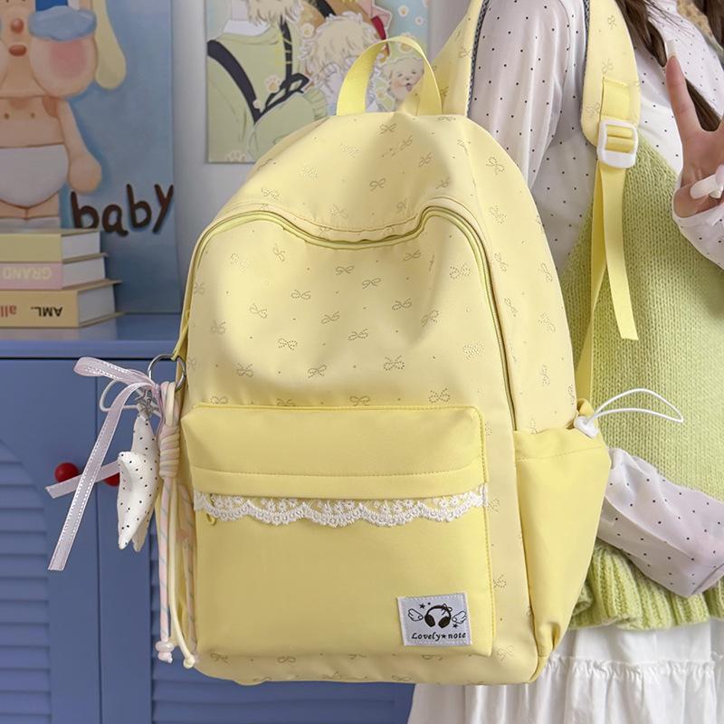Schoolbag new student schoolbag simple and cute solid color backpack ins gentle wind backpack high value lightweight leisure bag