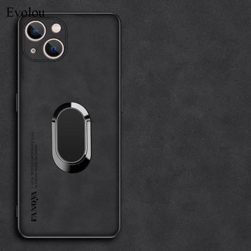 Magnetic Ring Stand Holder Case For Honor 400 Pro Soft Silicon Sheepskin Leather Lens Protection Cover For Honor 400 Lite 5G