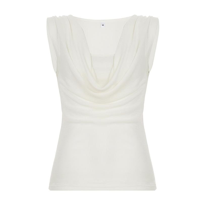 

Two-piece Sleeveless Vest for Women Wearing Mature Women Style Pure and Thin Slim Tops for Summer L белый