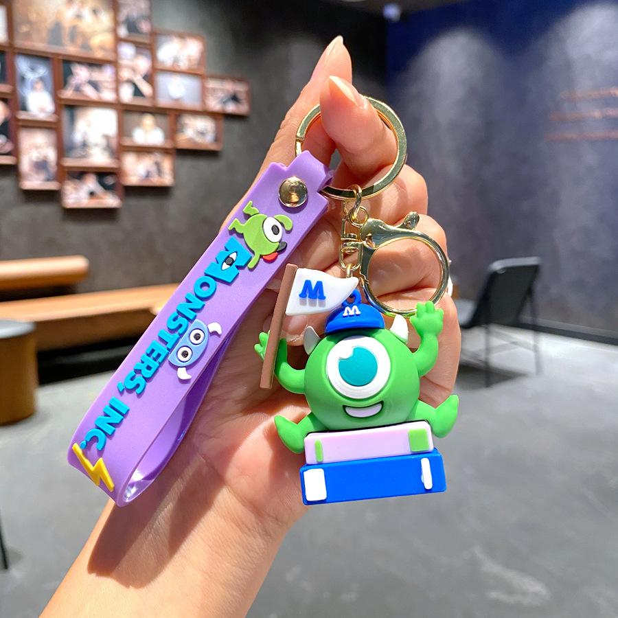 Funny Cartoon Monster Power Company Keychain Creative Single-Eyed Boy Long-Haired Monster Doll Men S And Women S Keychain Gifts Single pack