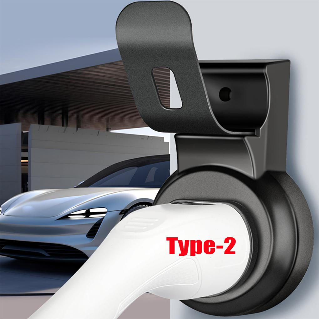 Type 2 EV Charging Cable Organiser With Hook Wall Mount Electric Vehicle Wire Hanging Bracket New Energy Car Charger Plug Holder nero
