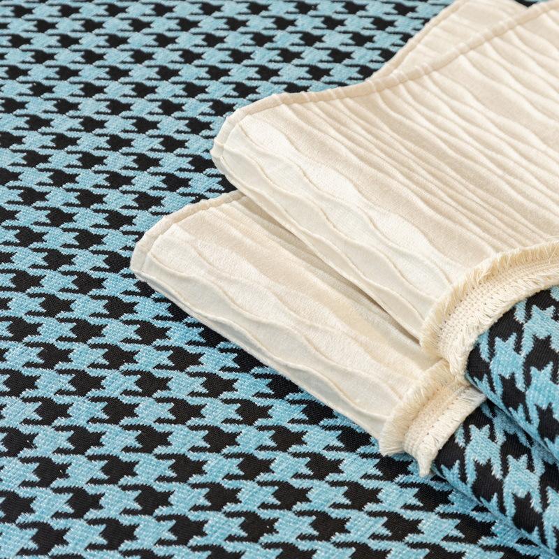 Chenille Houndstooth Sofa Cushion, Universal Anti-slip, Light Luxury Fabric Splicing, Cushion Cover, Cloth Towel for All Seasons