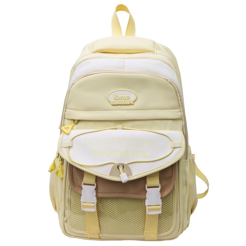 Letter Print Women's Backpack Large Capacity Computer Backpack Color Block Student Schoolbag