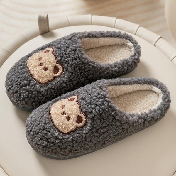 Cotton slippers ladies winter indoor home couple new cute wool plush soft bottom outer wear cotton mop