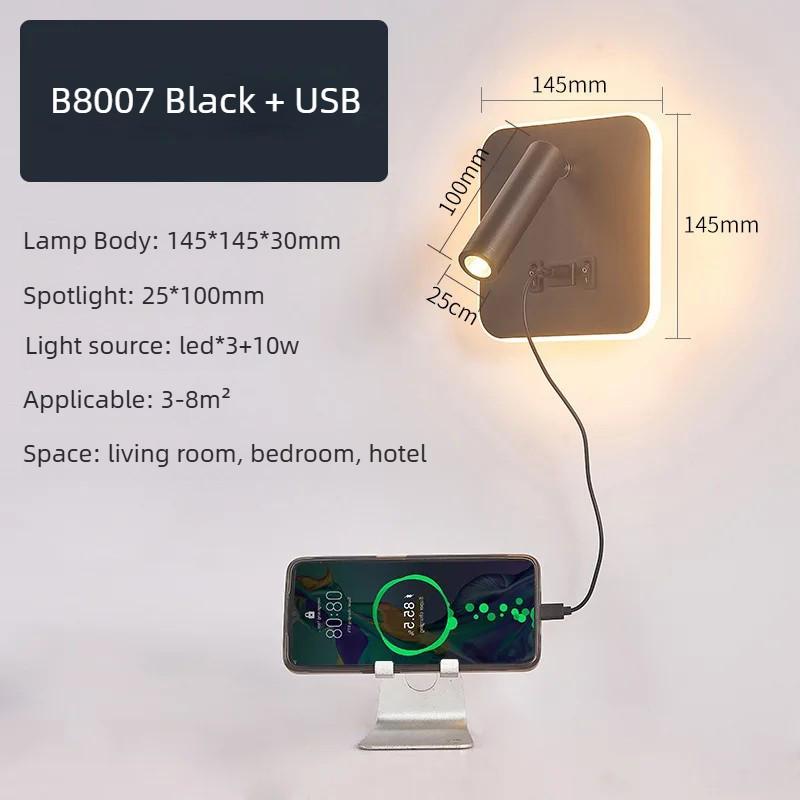 Minimalist LED Wall Mounted Reading Light Rotatable Bedside Wall Lamp Bedroom Decorative Wall Sconce Spotlight