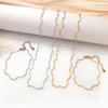 Elegant Stainless Steel Geometric Wave Necklace and Bracelet Set for Women - High-End, Non-Fading Titanium Steel Jewelry