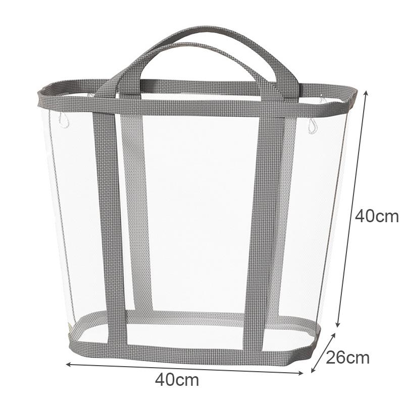 Nylon Mesh Laundry Basket with Handle Breathable Folding Portable Dirty Clothes Organizer Bags Large Capacity Toys Storage Bag
