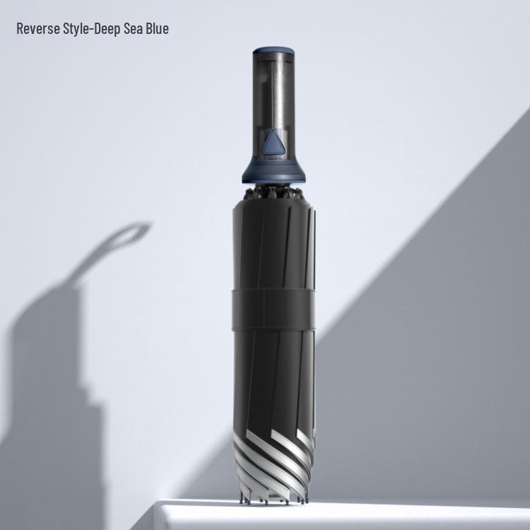 10-Rib Automatic Black Dual-Use Umbrella for Sun and Rain