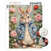 Peter Rabbit Floral Pearl Art Canvas with Frame 3D Shiny Bead Painting Modern Room Decor Relaxing Handmade Craft Gift Ideas for Home