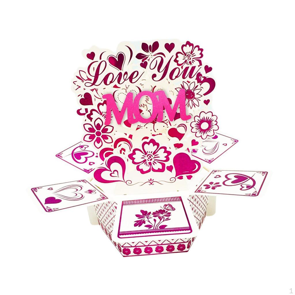 Decorative 3D Card-up in The Shape of A Heart And Flower, Ideal for Family Gatherings, Easter