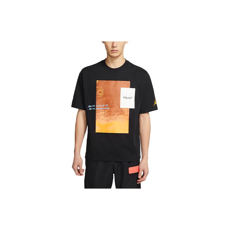 Jordan Why Not T Shirts Men's Black Crew Neck Moderate Straight Fit DC3248-010