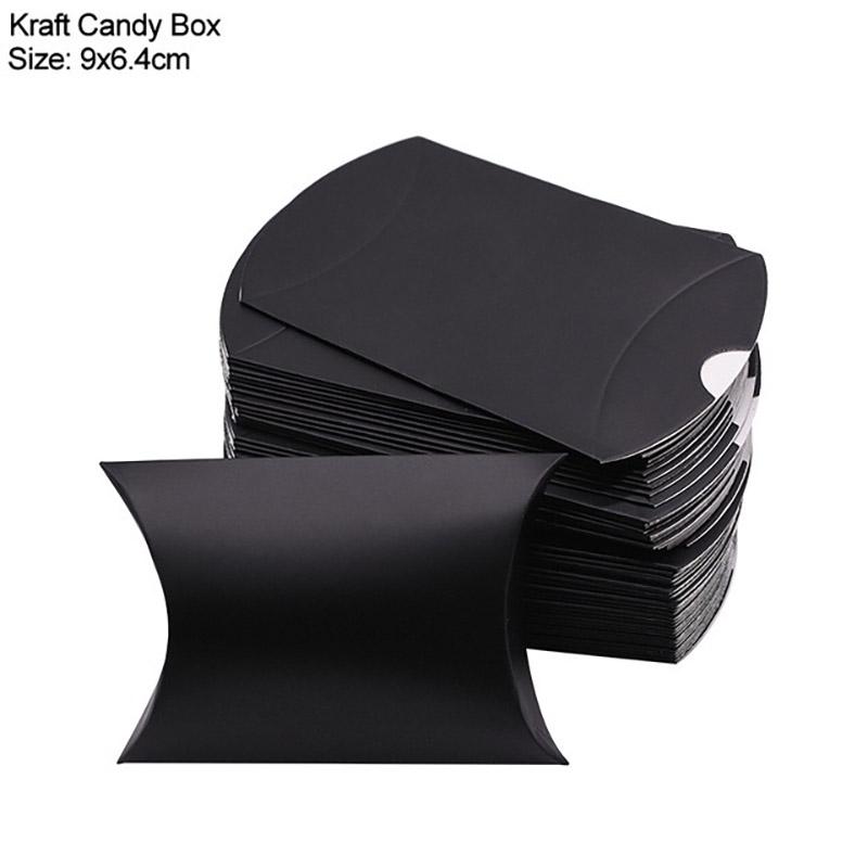 100Pcs Pillow Candy Box Kraft Paper Christmas Gift Packaging Boxes Candy Bags Wedding Favors Birthday Party Decorations