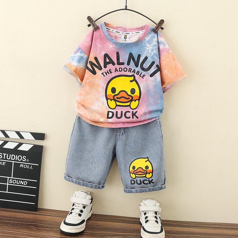Trendy Little Yellow Duck Boys Summer Outfit Set For Stylish Kids Aged 3 To 8