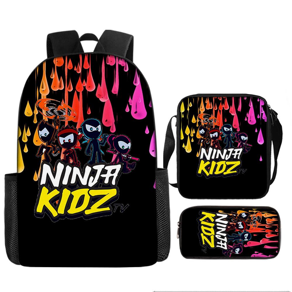 NINJA KIDZ 3-delige Set Kinder Schoolrugzak met Schoudertas Etui Schooltassen voor Jongens Meisjes Beste Cadeau