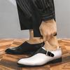Designer Trend New Pointed Black White Monk Strap Shoes for Men Formal Wedding Prom Dress Homecoming Sapato Social Masculino