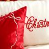Christmas Embroidered Throw Pillow Cover Red White Bow Decorative Cushion Cover for Couch Living Room Home Decor 45x45 Cm