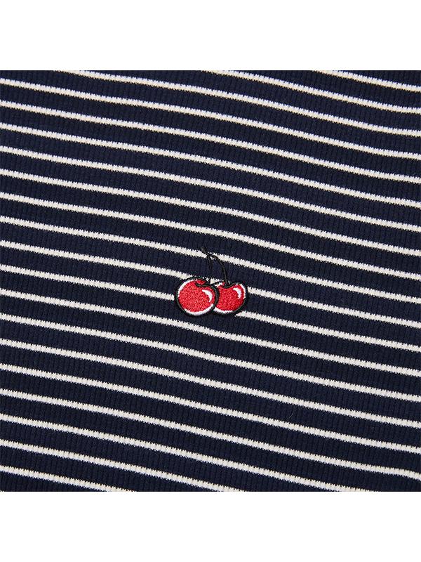 KIRSH Small Cherry Slim Fit Striped T-Shirt [Dark Navy]